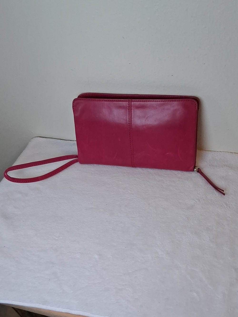HOBO Pink Leather Zip Wristlet Clutch